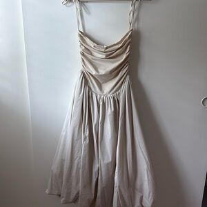 WOLF&BADGER Alexa cream milk puffball midi dress